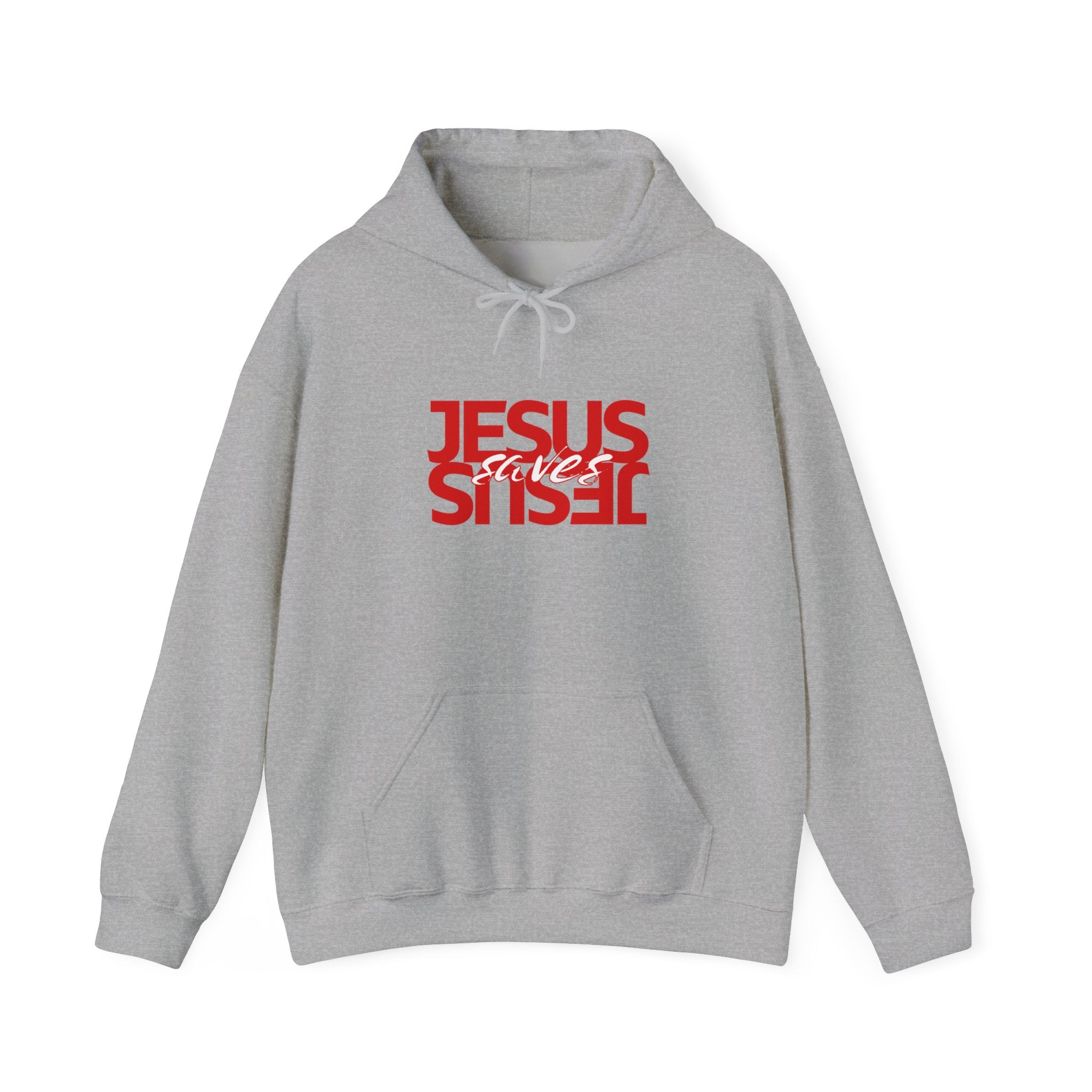 Jesus Reflection Hoodie – Red Mirrored Typography Christian Hoodie