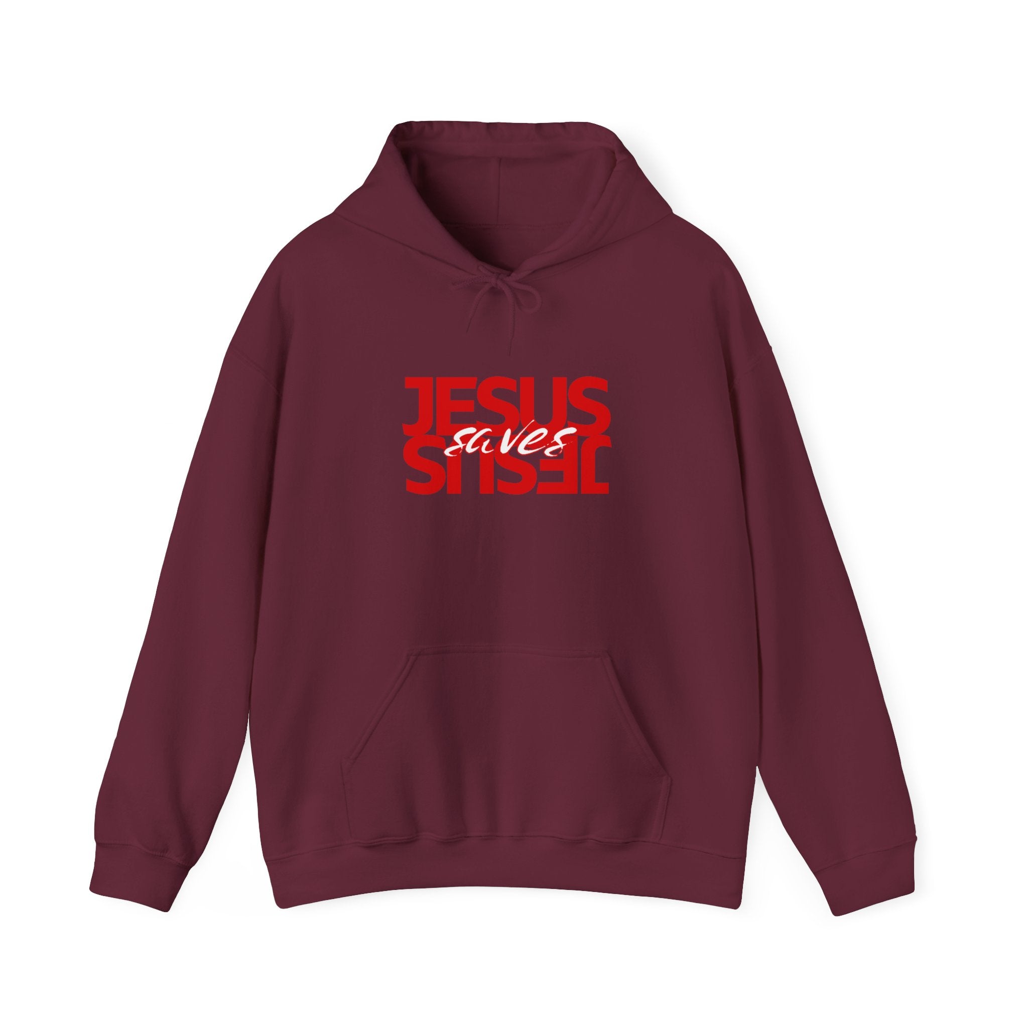 Jesus Reflection Hoodie – Red Mirrored Typography Christian Hoodie