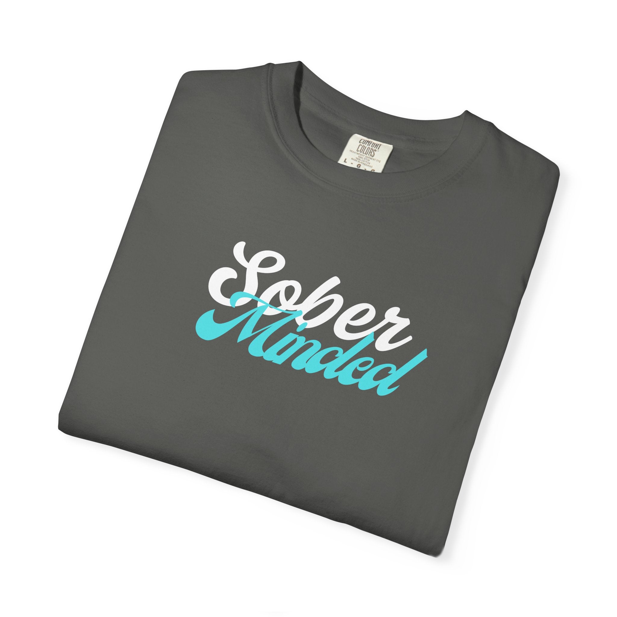Sober Minded Script T-Shirt — Minimal Aqua Script Graphic Tee