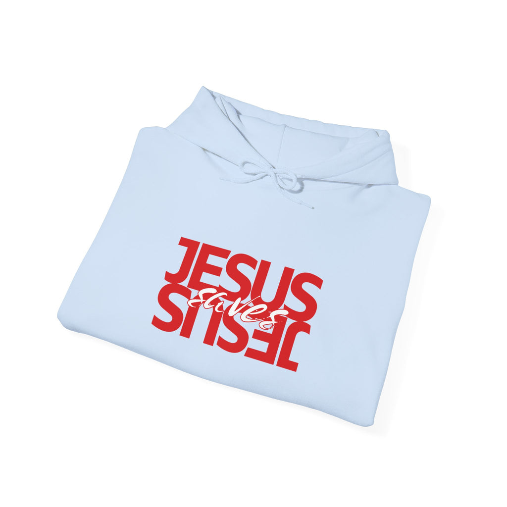 Jesus Reflection Hoodie – Red Mirrored Typography Christian Hoodie