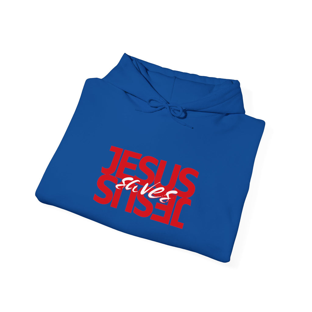 Jesus Reflection Hoodie – Red Mirrored Typography Christian Hoodie