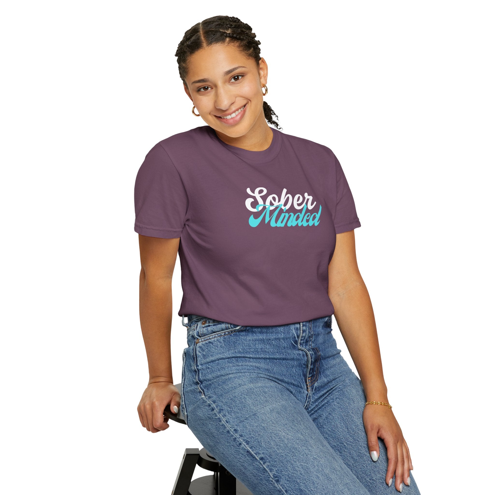 Sober Minded Script T-Shirt — Minimal Aqua Script Graphic Tee