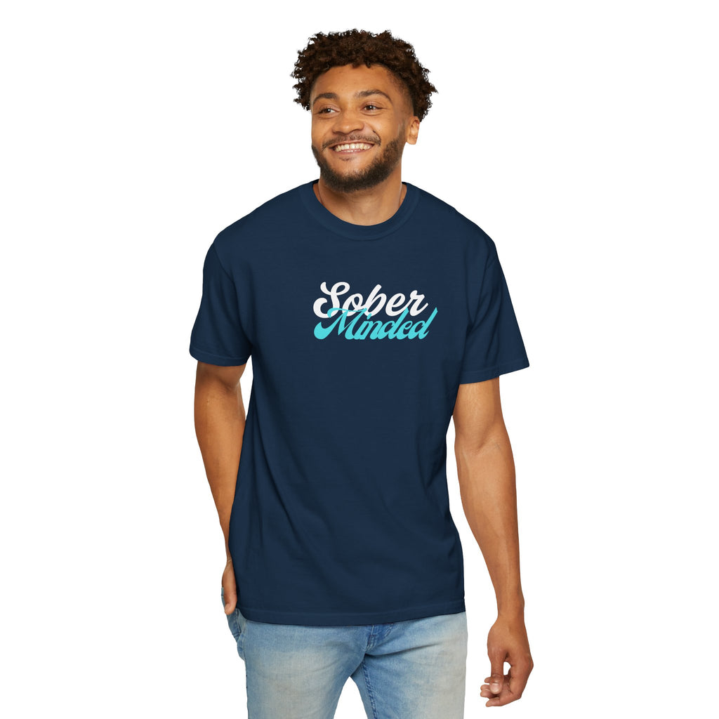 Sober Minded Script T-Shirt — Minimal Aqua Script Graphic Tee