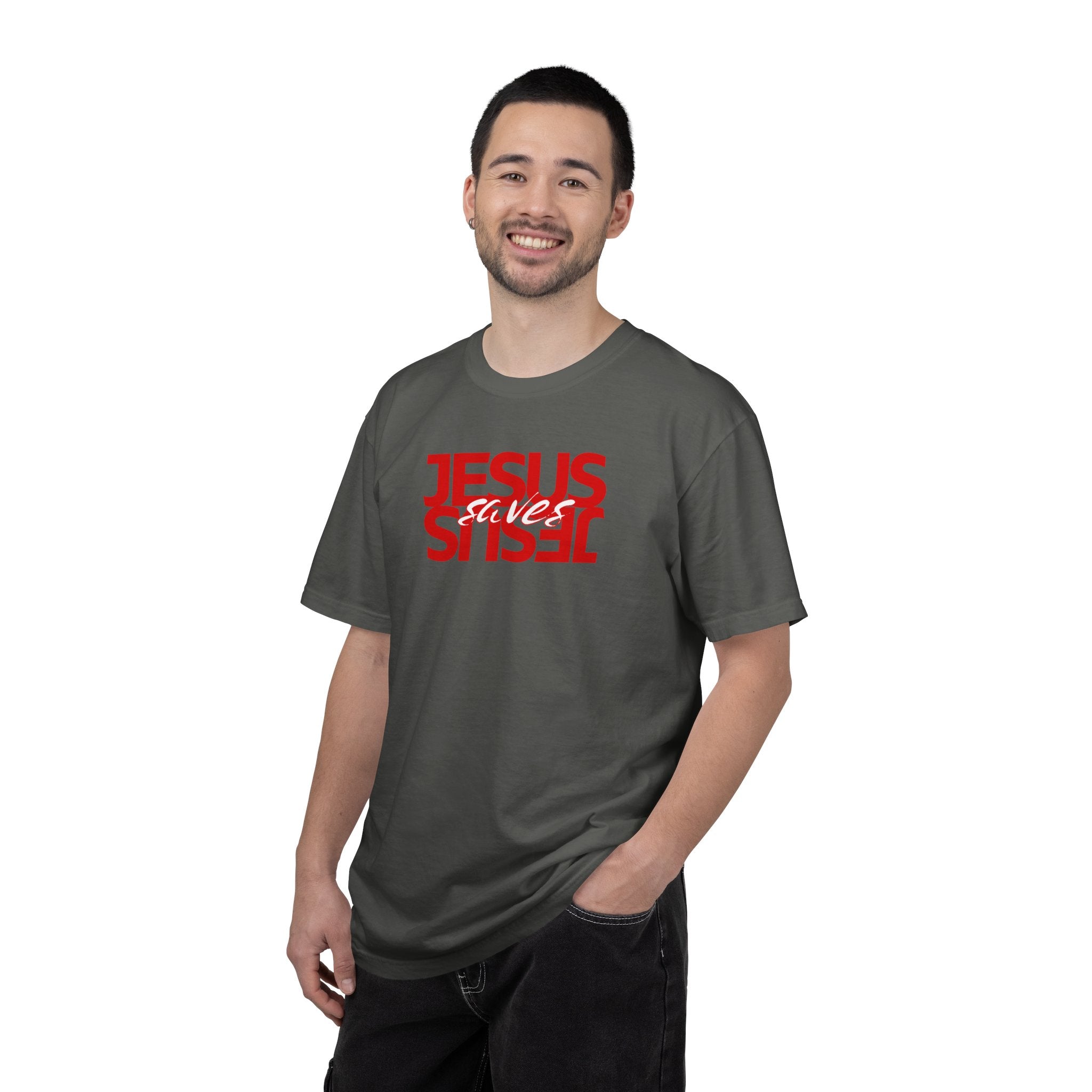 Jesus Saved Reversed Graphic T-Shirt — Faith Statement Tee