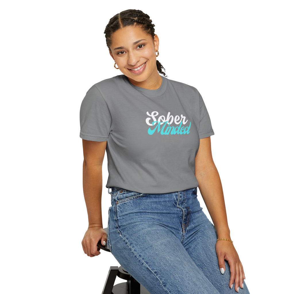Sober Minded Script T-Shirt — Minimal Aqua Script Graphic Tee