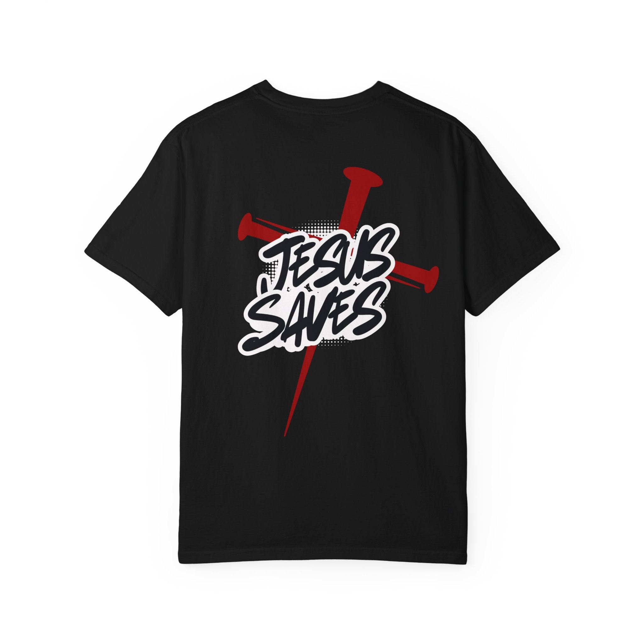 Jesus Saves T-Shirt — Graphic Faith Tee with Cross and Nails
