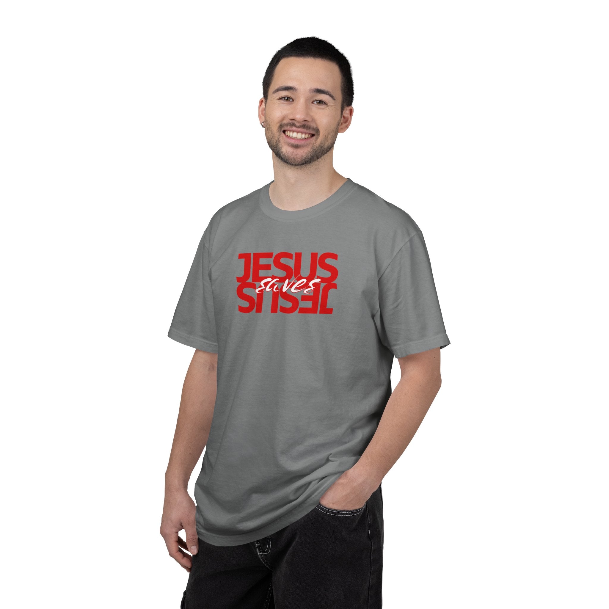 Jesus Saved Reversed Graphic T-Shirt — Faith Statement Tee
