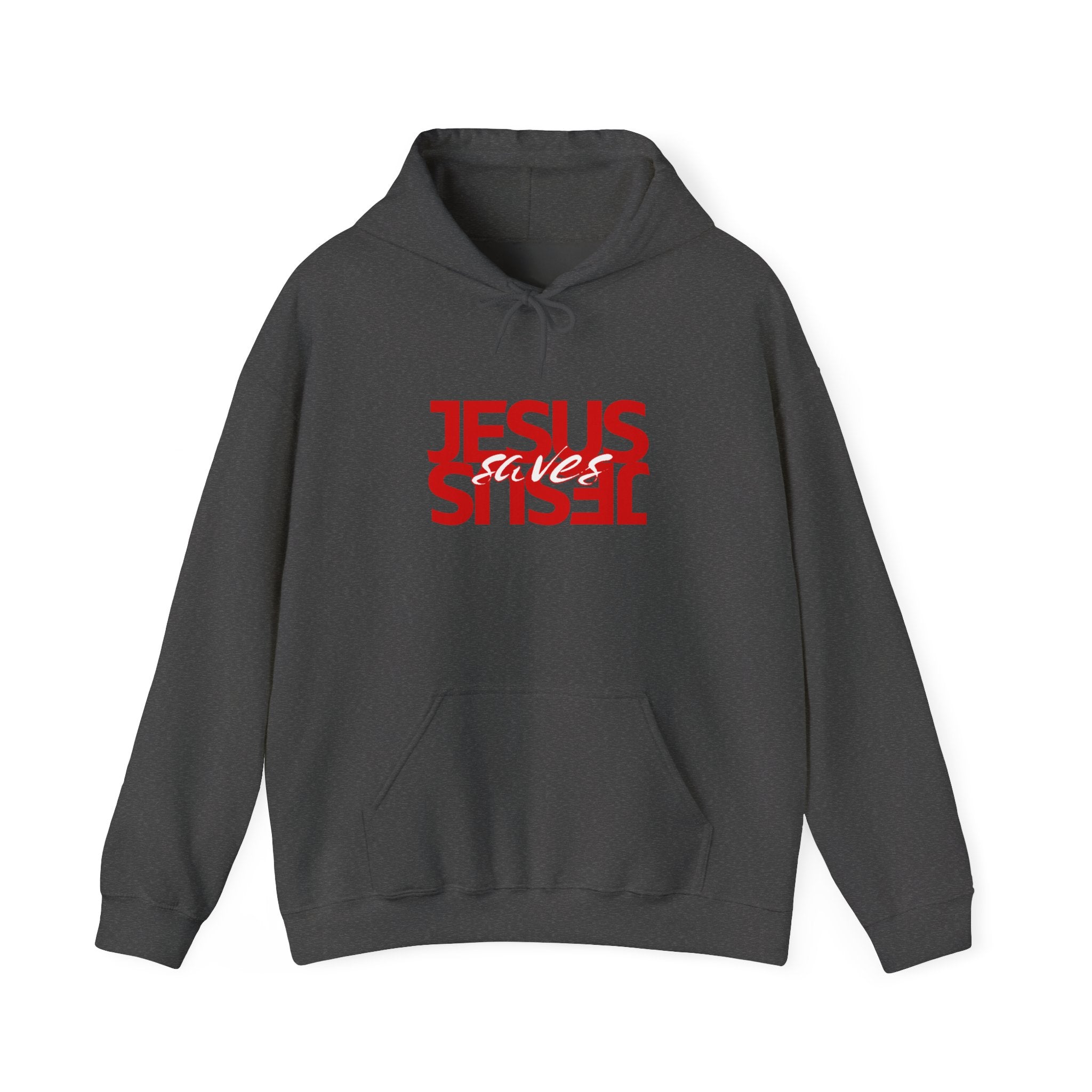 Jesus Reflection Hoodie – Red Mirrored Typography Christian Hoodie