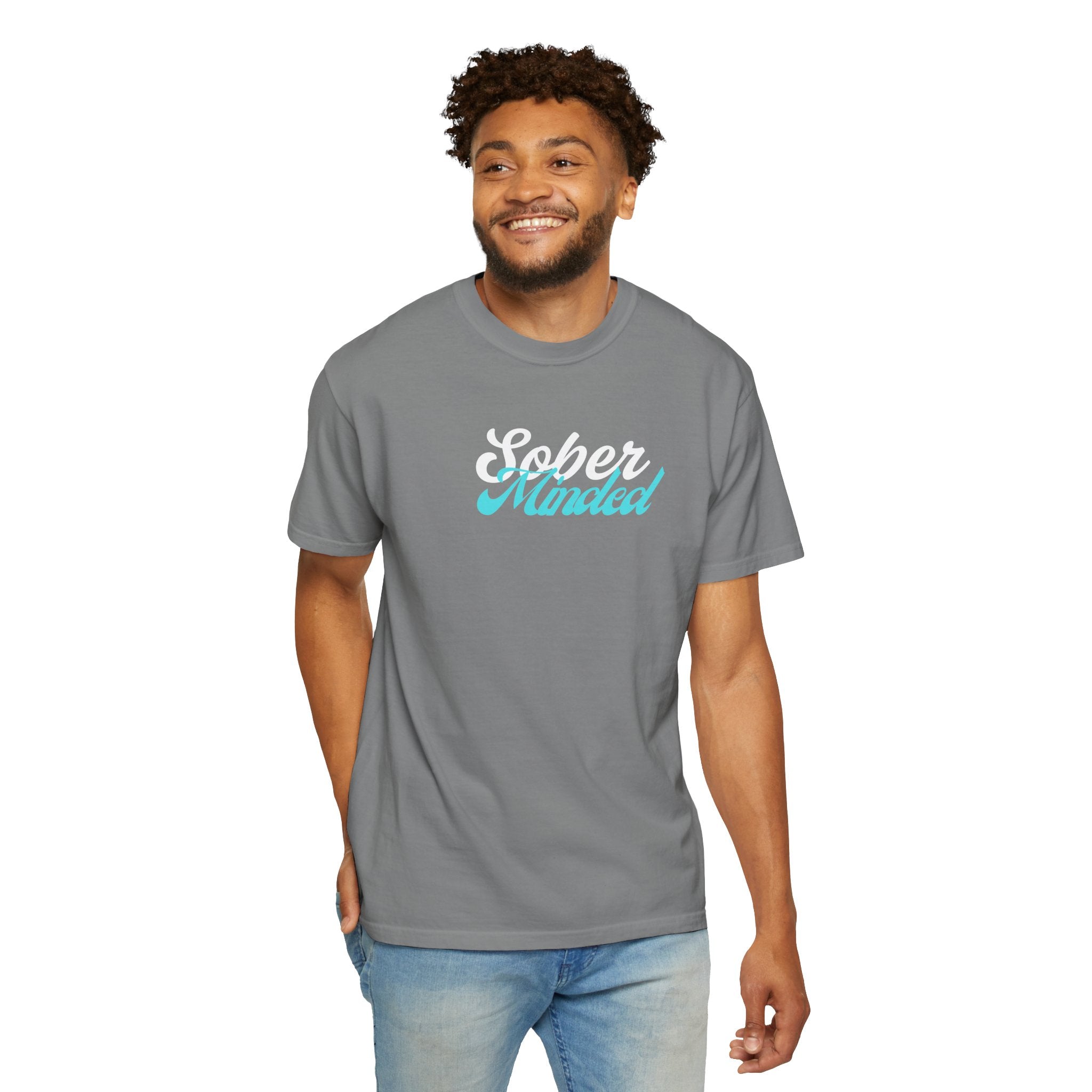 Sober Minded Script T-Shirt — Minimal Aqua Script Graphic Tee