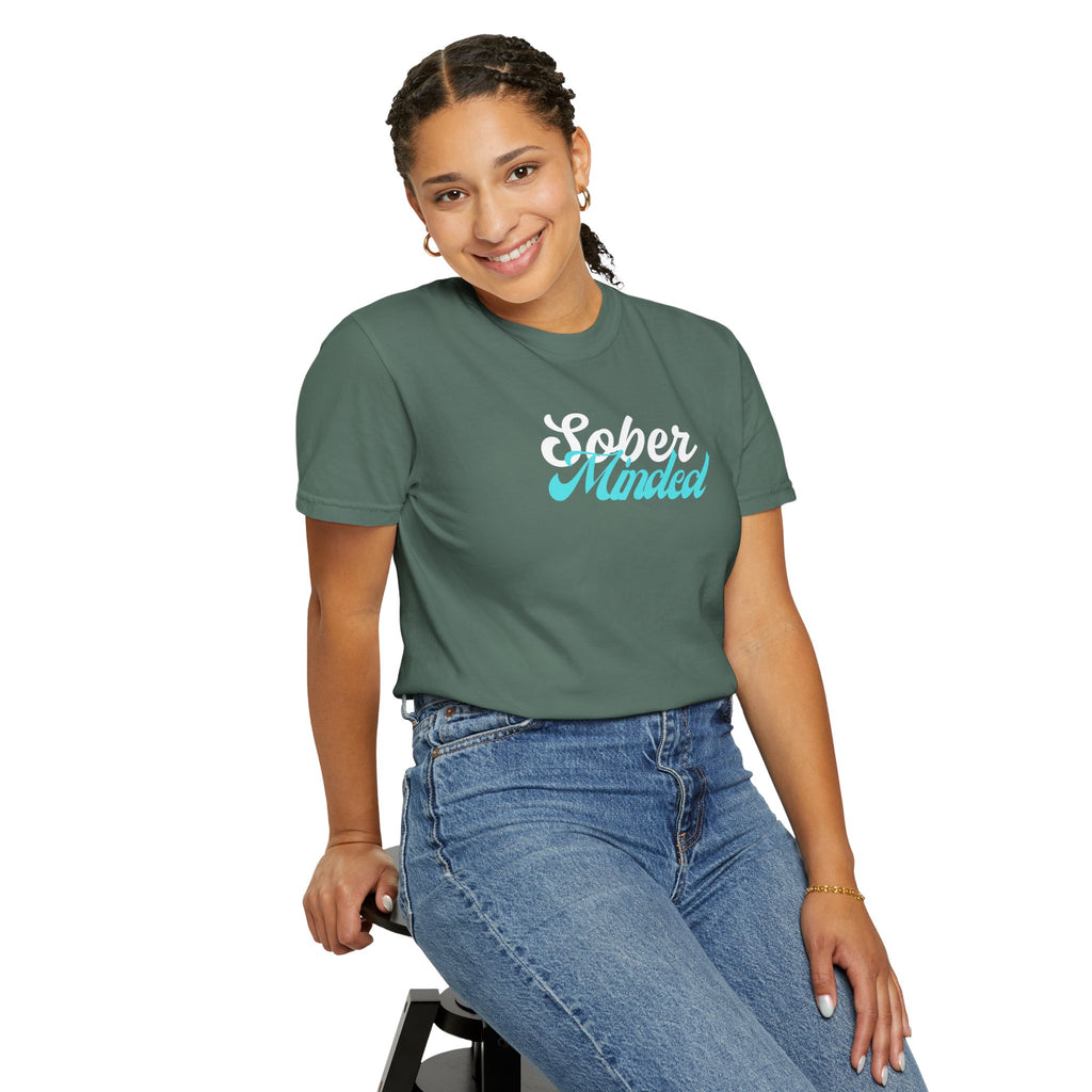 Sober Minded Script T-Shirt — Minimal Aqua Script Graphic Tee