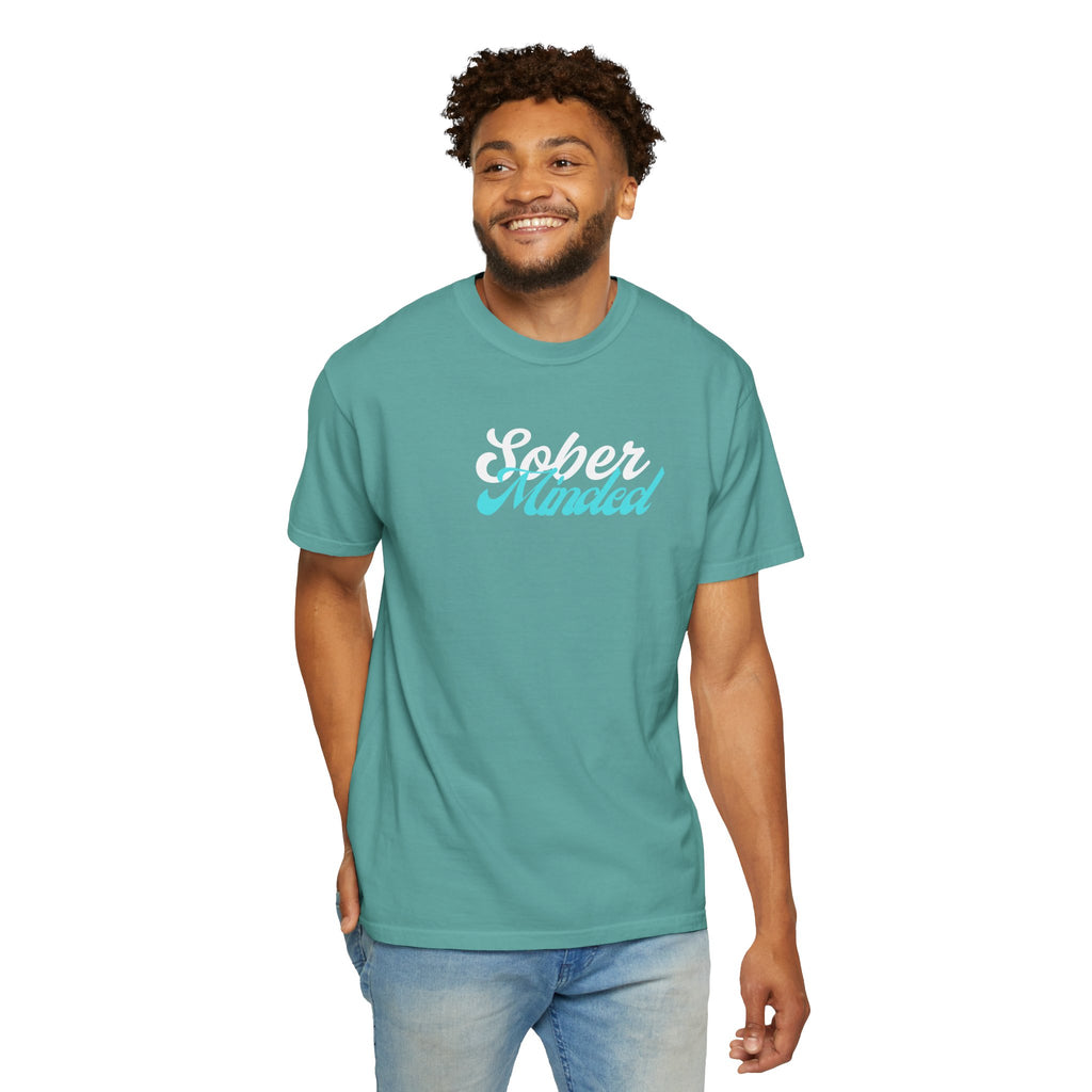 Sober Minded Script T-Shirt — Minimal Aqua Script Graphic Tee