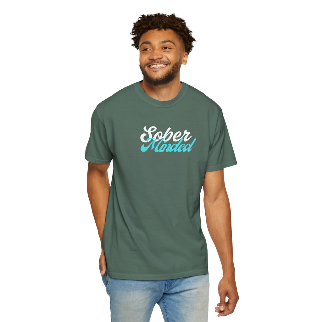 Sober Minded Script T-Shirt — Minimal Aqua Script Graphic Tee