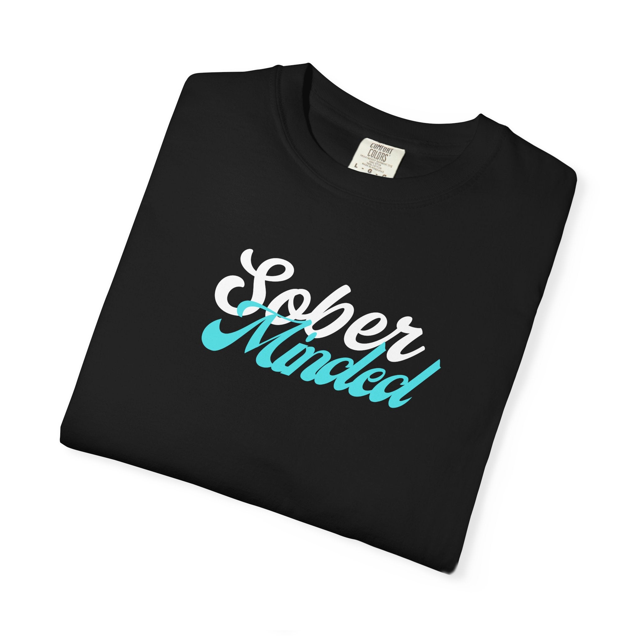 Sober Minded Script T-Shirt — Minimal Aqua Script Graphic Tee