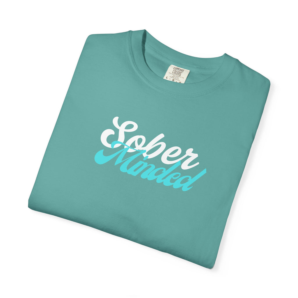 Sober Minded Script T-Shirt — Minimal Aqua Script Graphic Tee