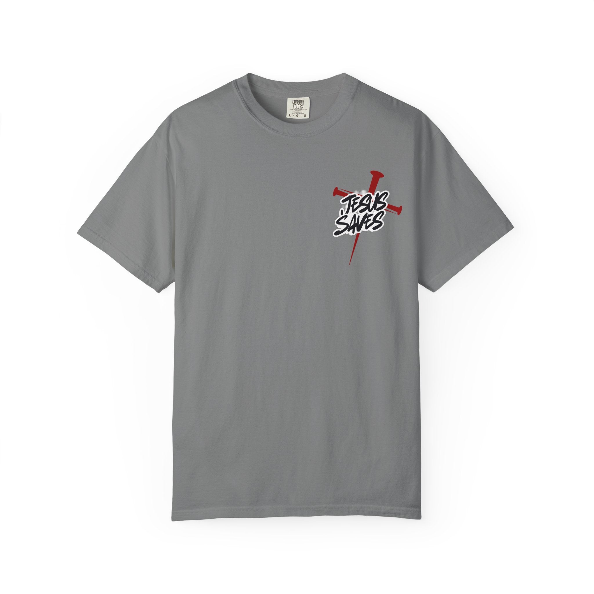Jesus Saves T-Shirt — Graphic Faith Tee with Cross and Nails