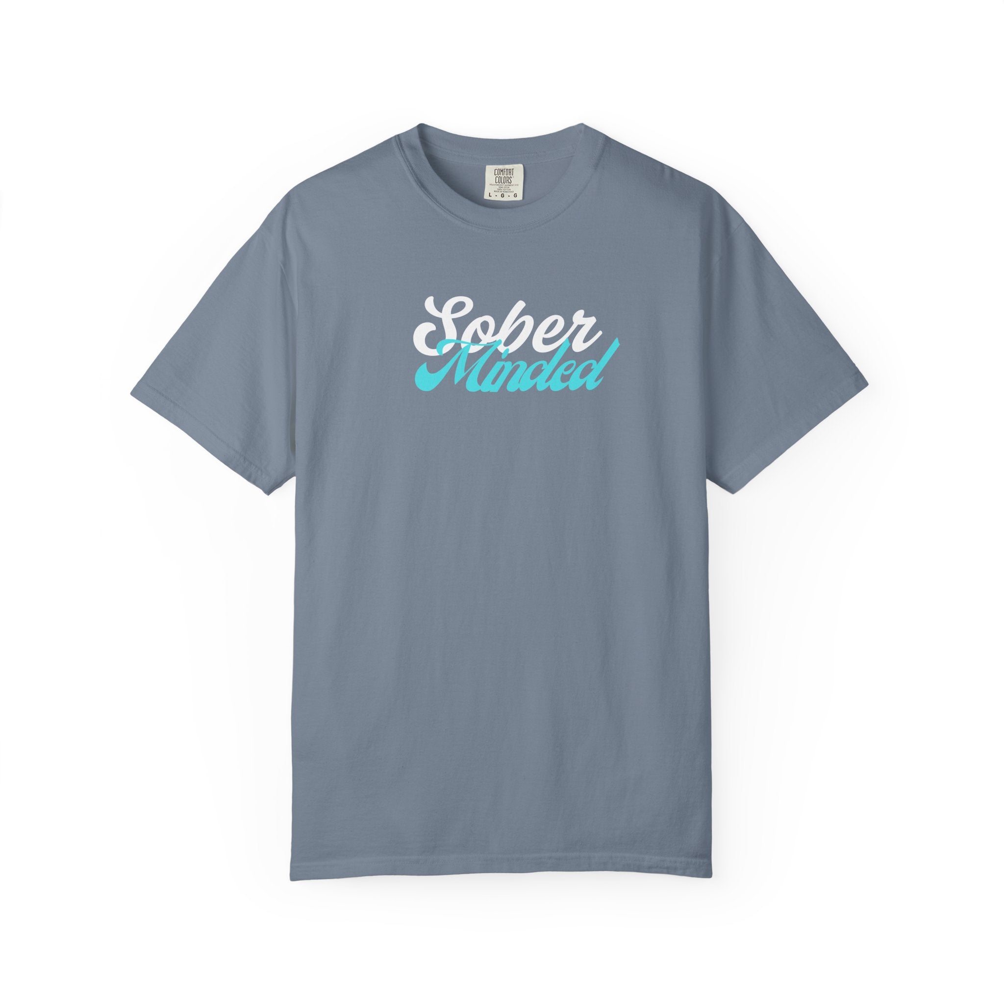 Sober Minded Script T-Shirt — Minimal Aqua Script Graphic Tee