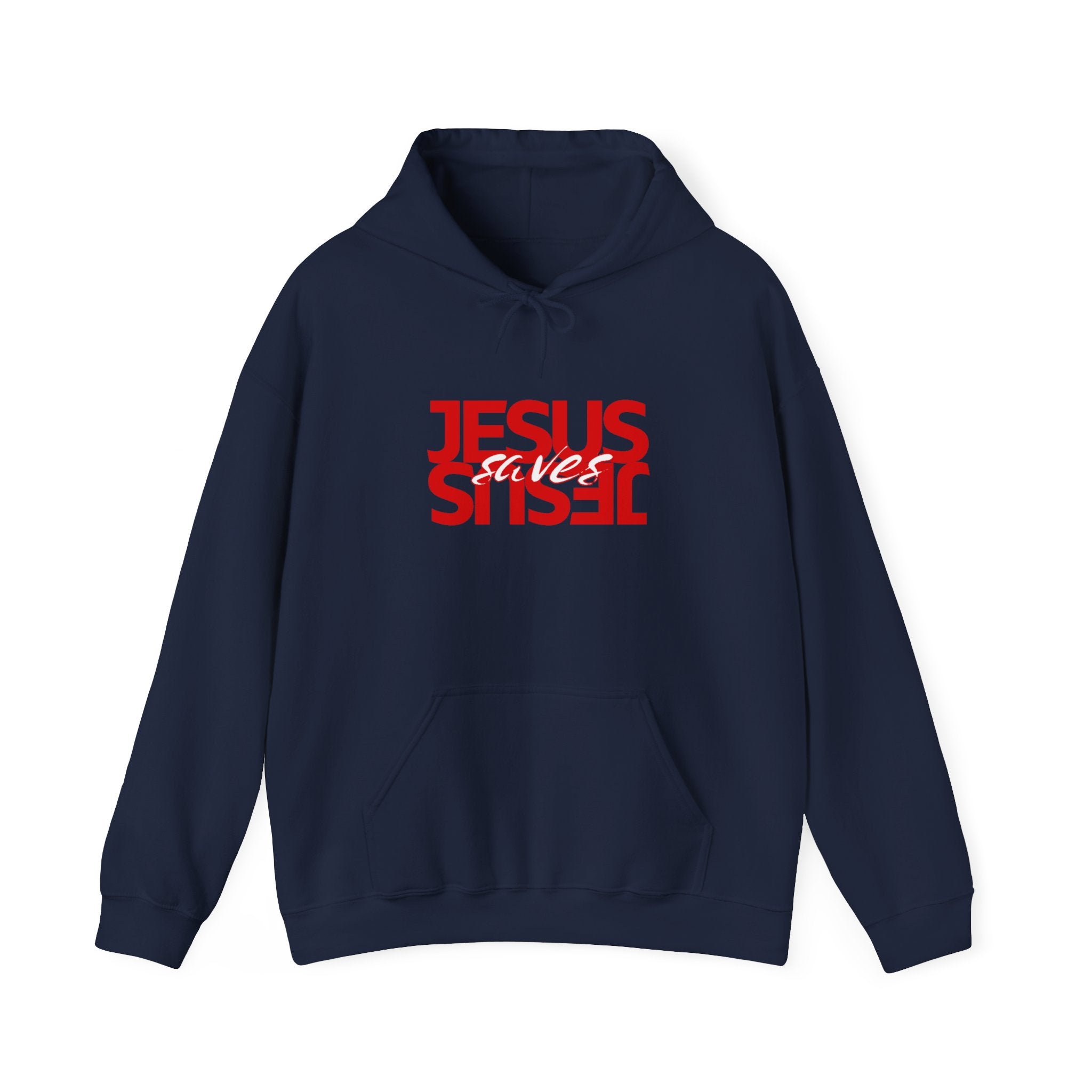 Jesus Reflection Hoodie – Red Mirrored Typography Christian Hoodie