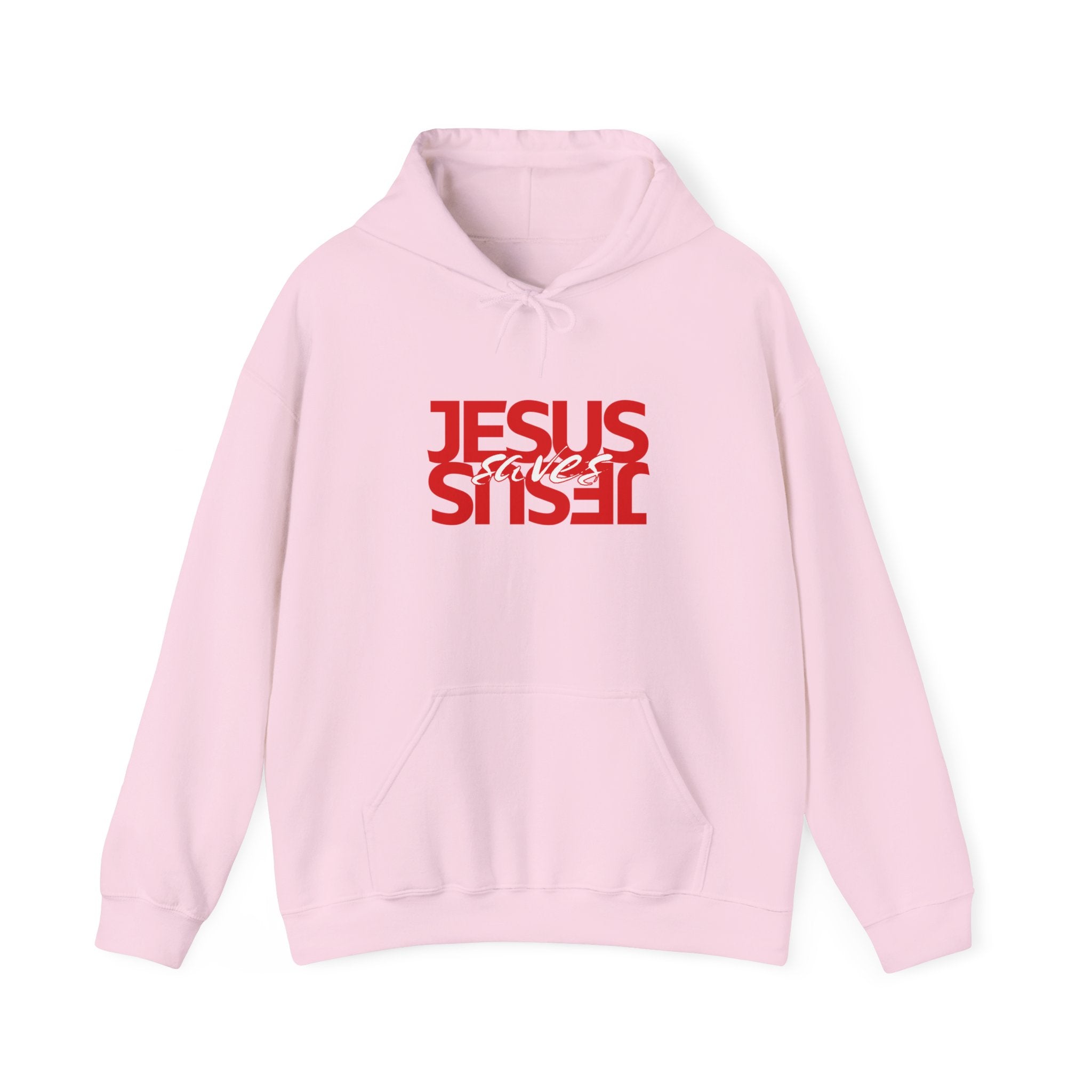 Jesus Reflection Hoodie – Red Mirrored Typography Christian Hoodie