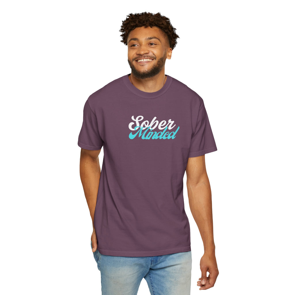 Sober Minded Script T-Shirt — Minimal Aqua Script Graphic Tee