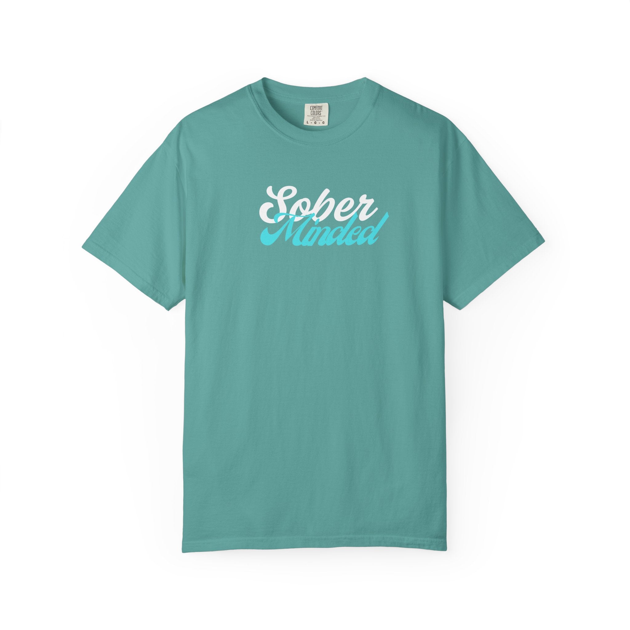 Sober Minded Script T-Shirt — Minimal Aqua Script Graphic Tee