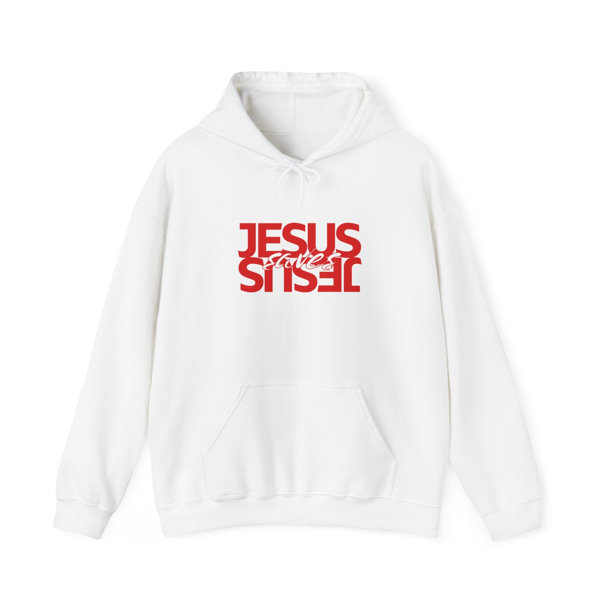 Jesus Reflection Hoodie – Red Mirrored Typography Christian Hoodie