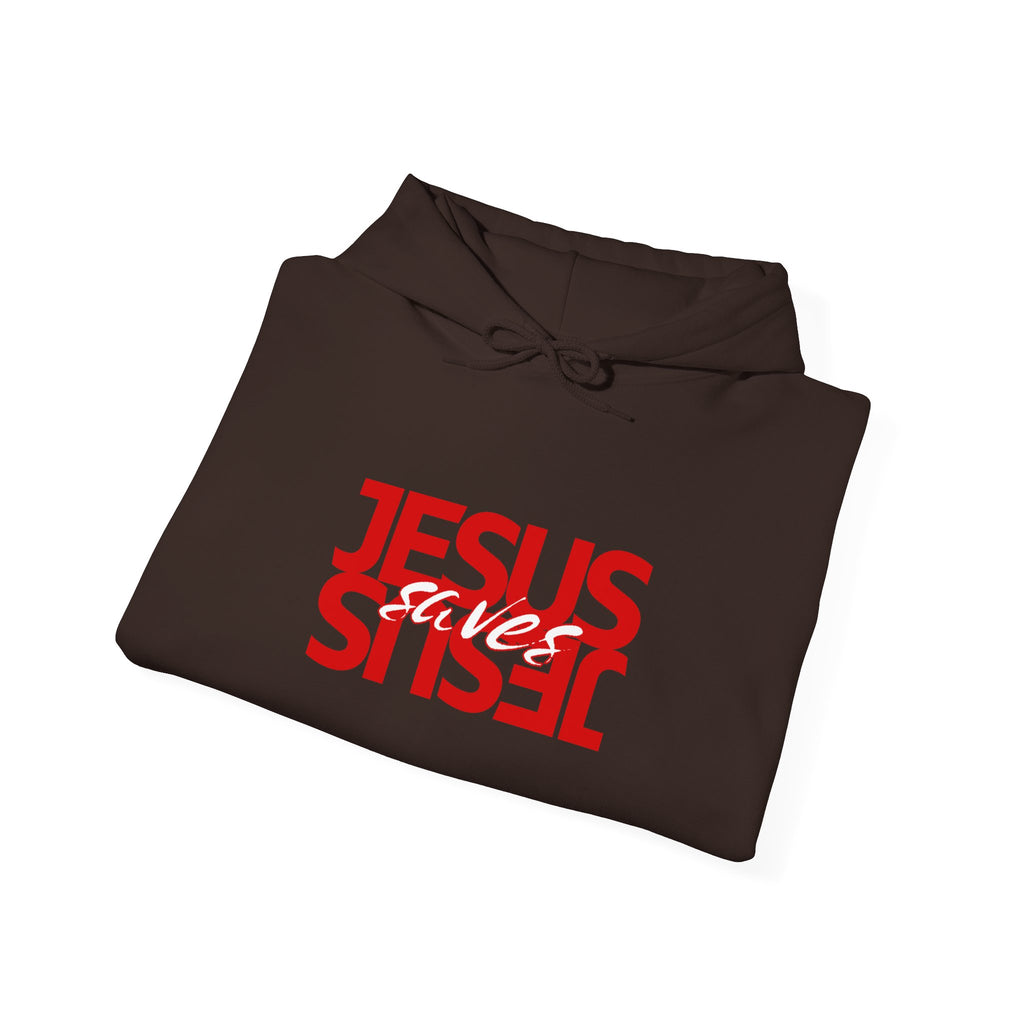 Jesus Reflection Hoodie – Red Mirrored Typography Christian Hoodie