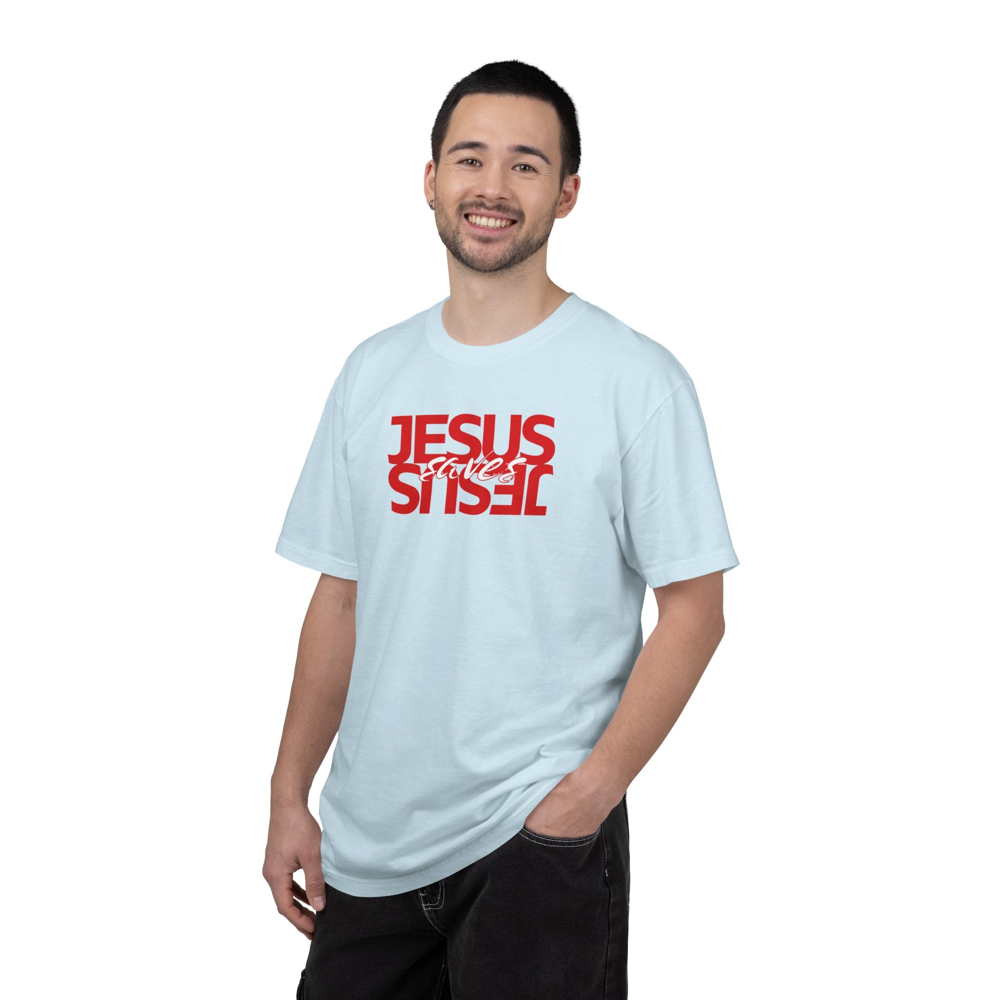 Jesus Saved Reversed Graphic T-Shirt — Faith Statement Tee