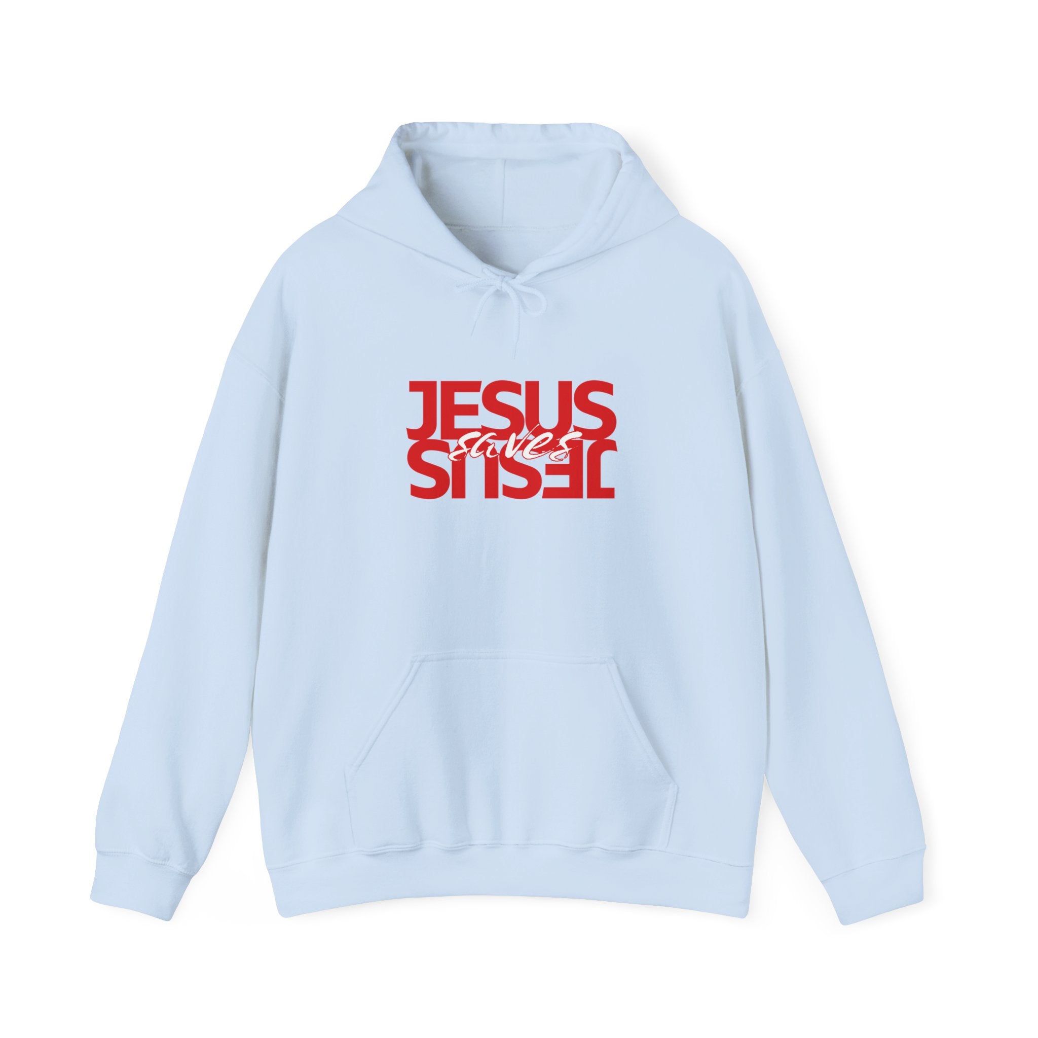 Jesus Reflection Hoodie – Red Mirrored Typography Christian Hoodie