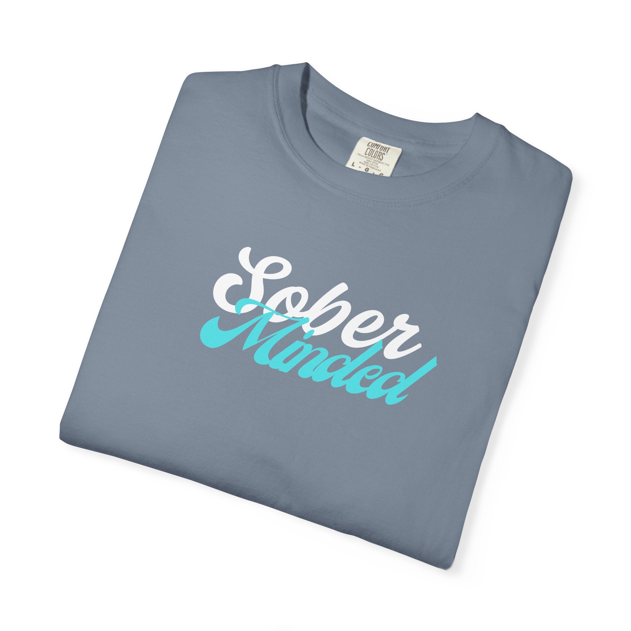 Sober Minded Script T-Shirt — Minimal Aqua Script Graphic Tee