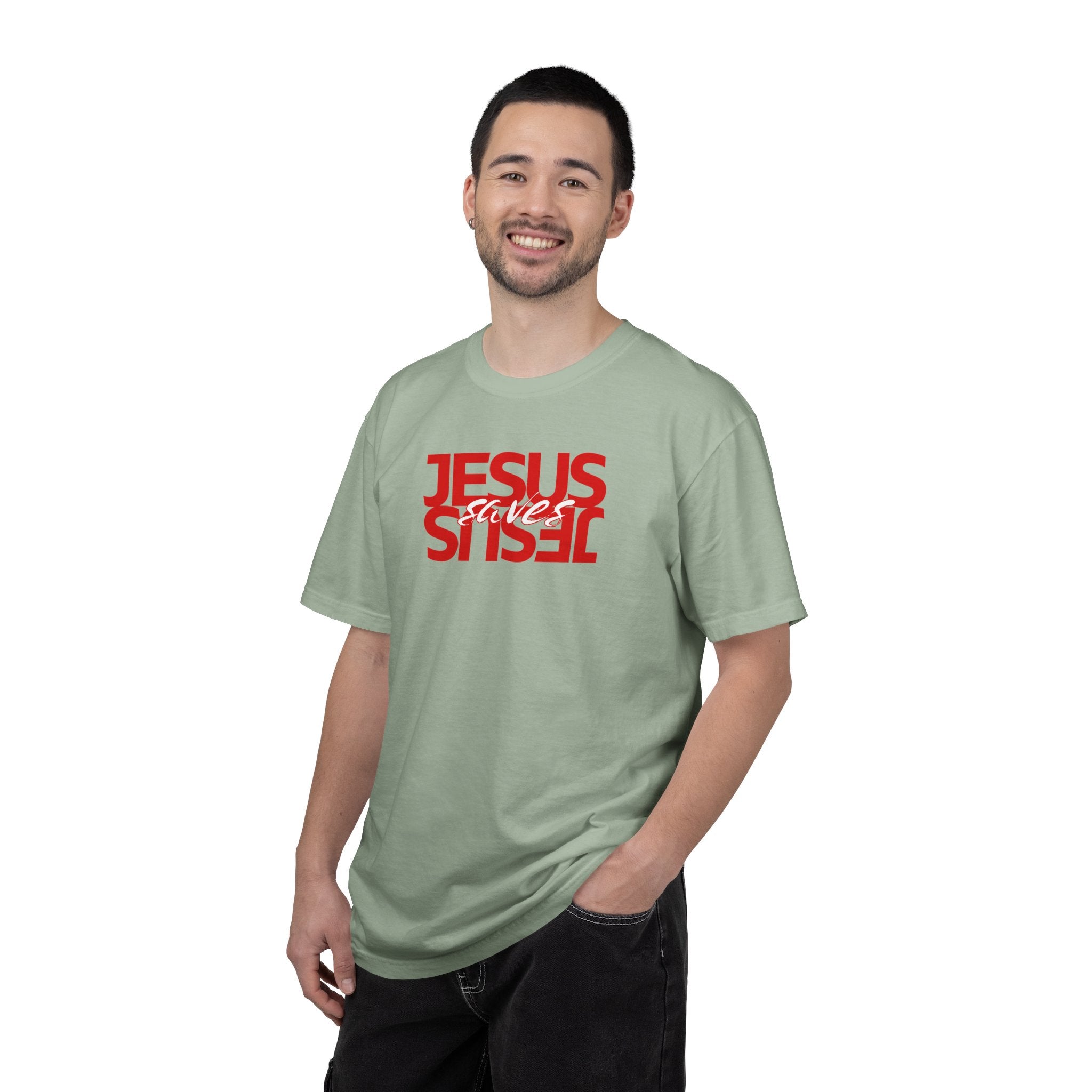 Jesus Saved Reversed Graphic T-Shirt — Faith Statement Tee