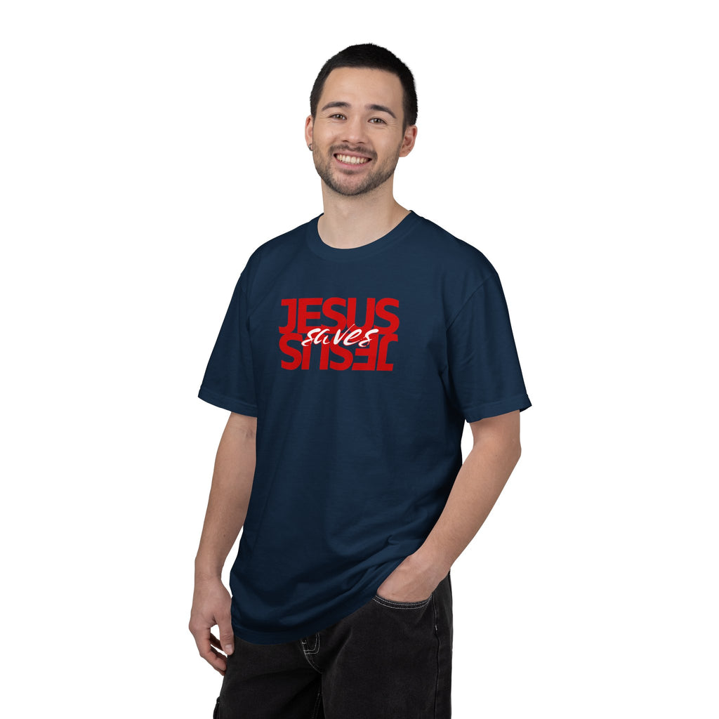 Jesus Saved Reversed Graphic T-Shirt — Faith Statement Tee