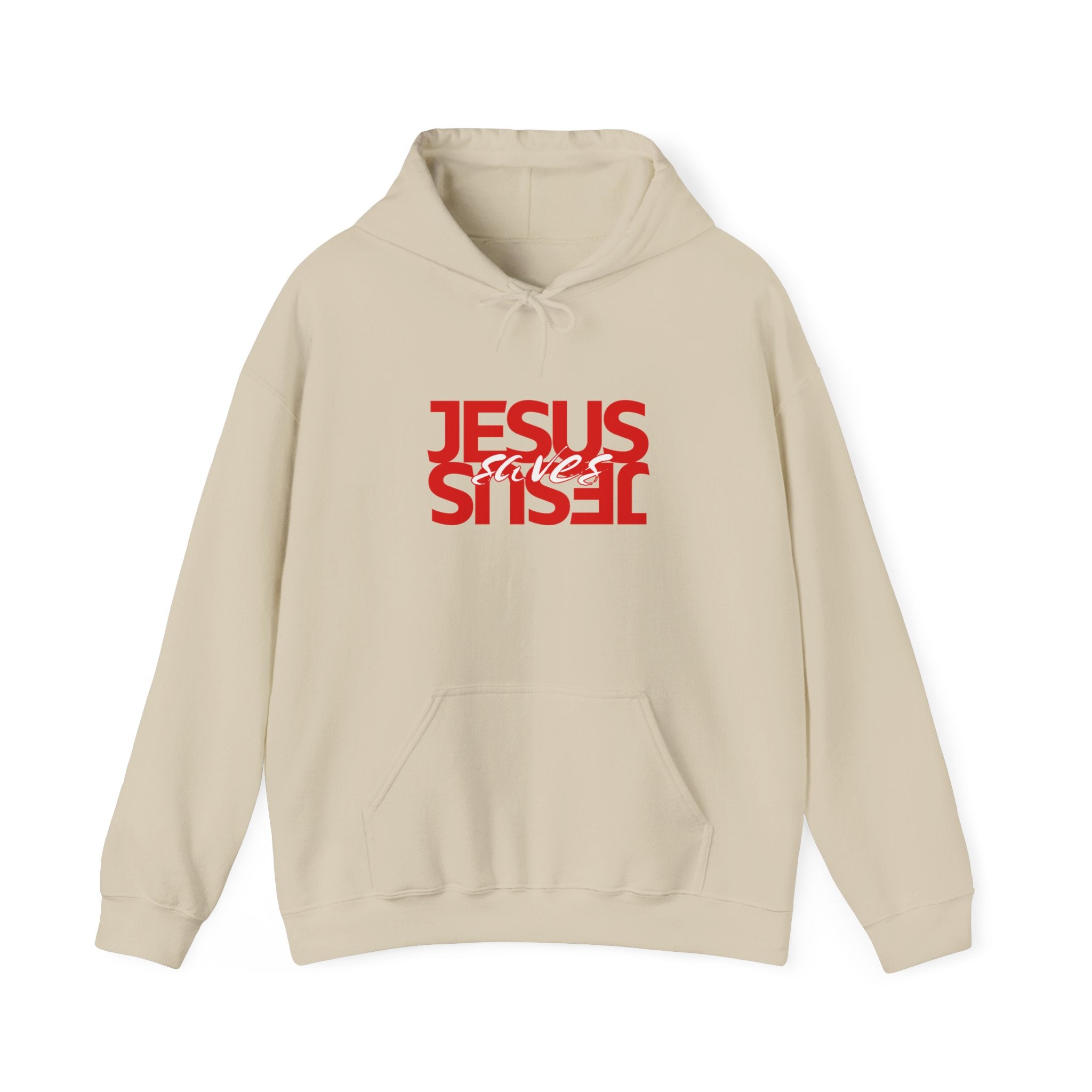 Jesus Reflection Hoodie – Red Mirrored Typography Christian Hoodie