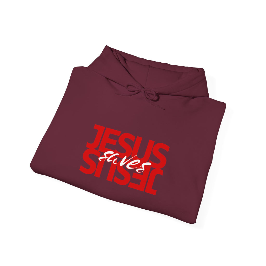 Jesus Reflection Hoodie – Red Mirrored Typography Christian Hoodie