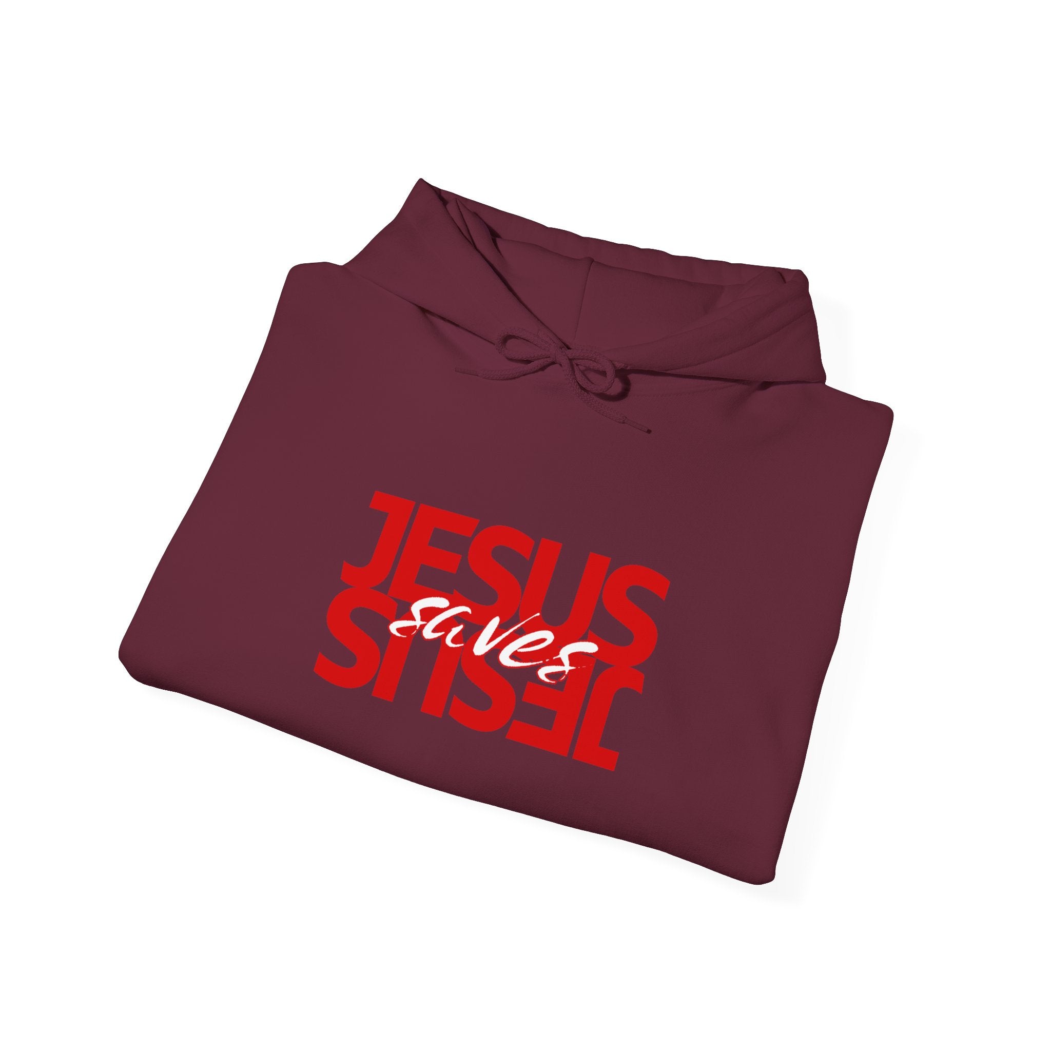 Jesus Reflection Hoodie – Red Mirrored Typography Christian Hoodie