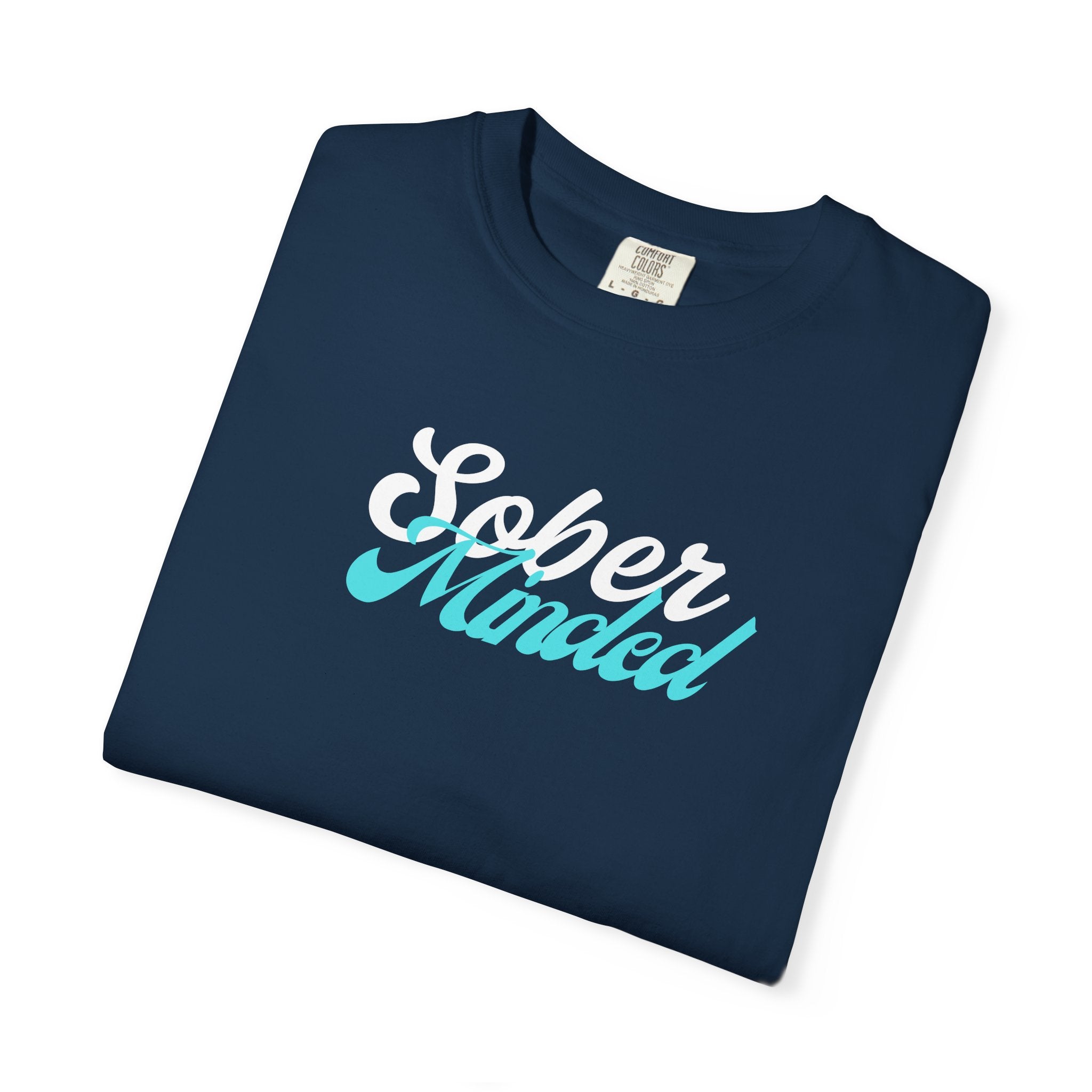 Sober Minded Script T-Shirt — Minimal Aqua Script Graphic Tee