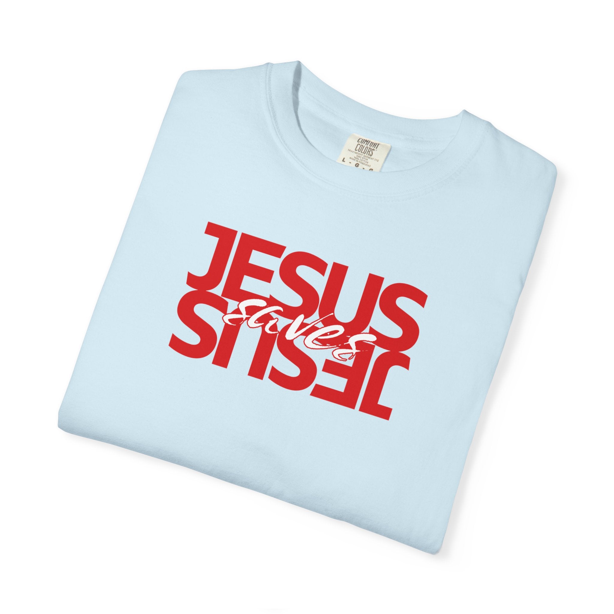 Jesus Saved Reversed Graphic T-Shirt — Faith Statement Tee