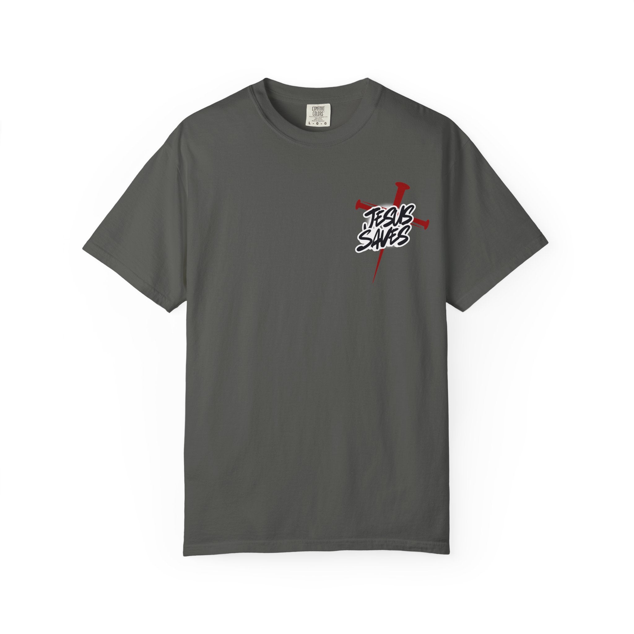 Jesus Saves T-Shirt — Graphic Faith Tee with Cross and Nails