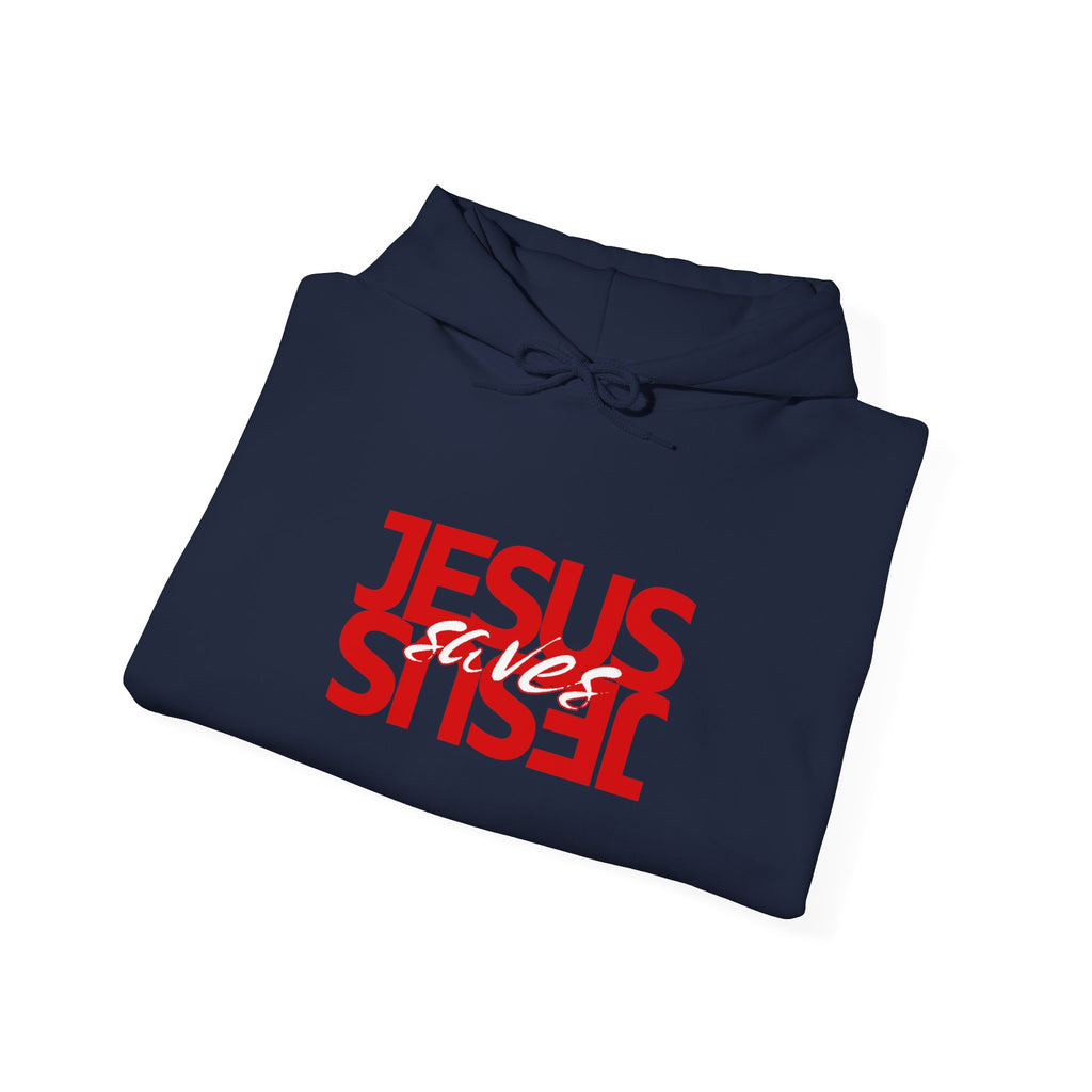 Jesus Reflection Hoodie – Red Mirrored Typography Christian Hoodie