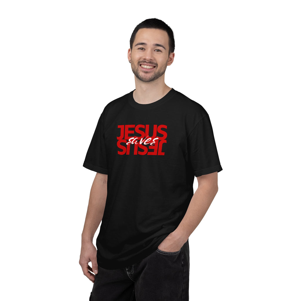 Jesus Saved Reversed Graphic T-Shirt — Faith Statement Tee