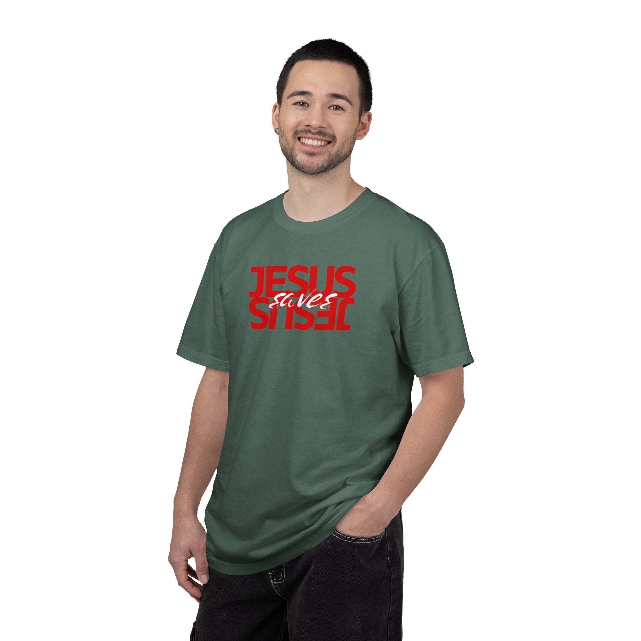 Jesus Saved Reversed Graphic T-Shirt — Faith Statement Tee
