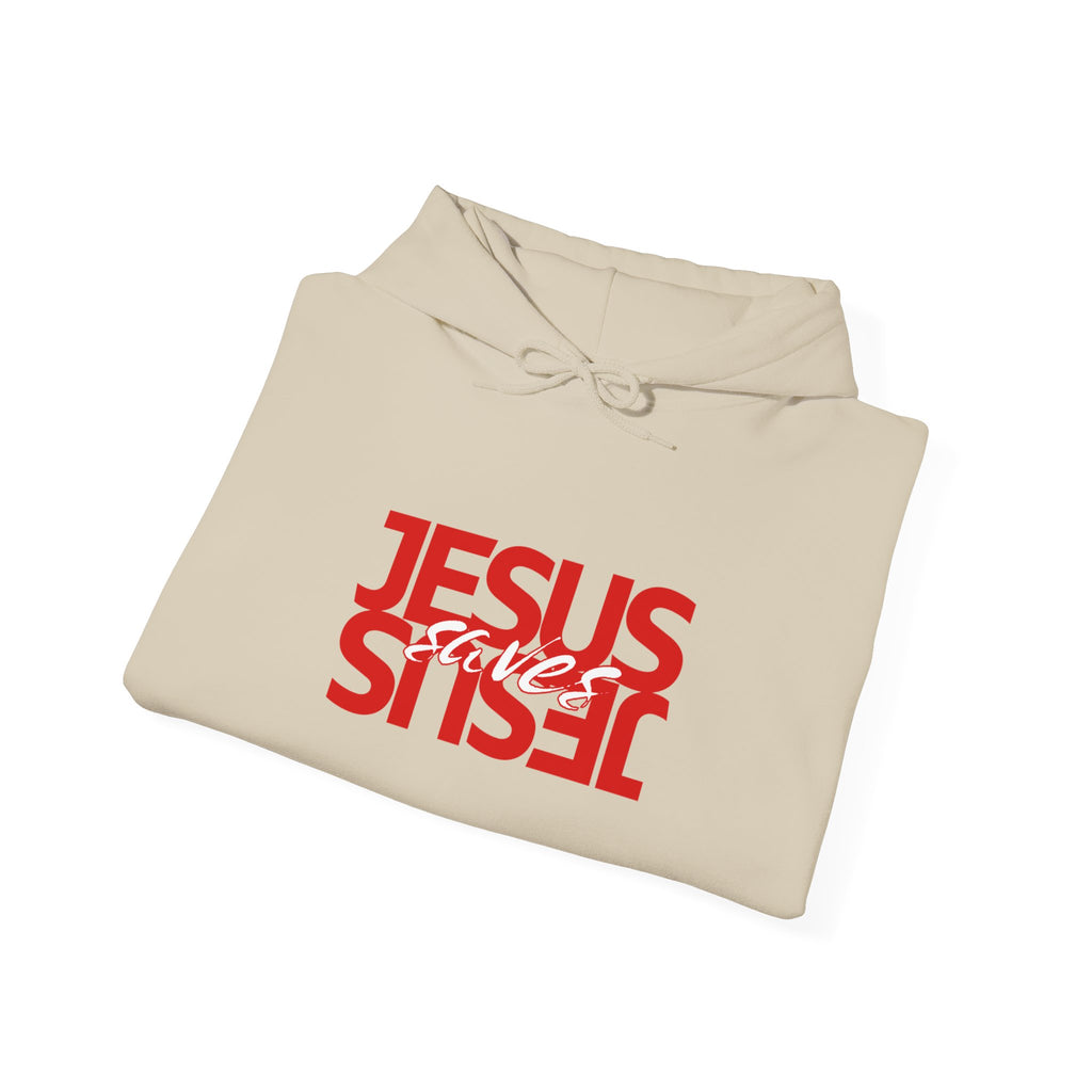 Jesus Reflection Hoodie – Red Mirrored Typography Christian Hoodie