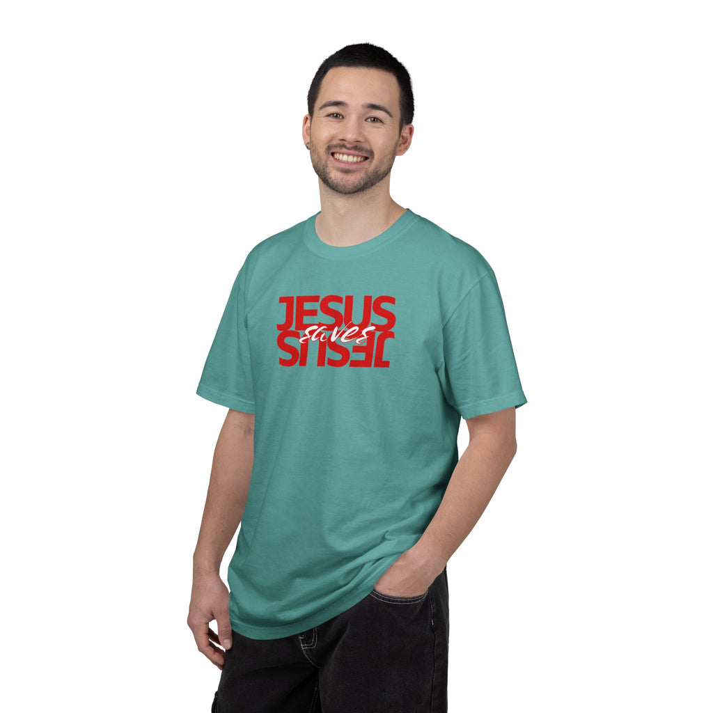 Jesus Saved Reversed Graphic T-Shirt — Faith Statement Tee