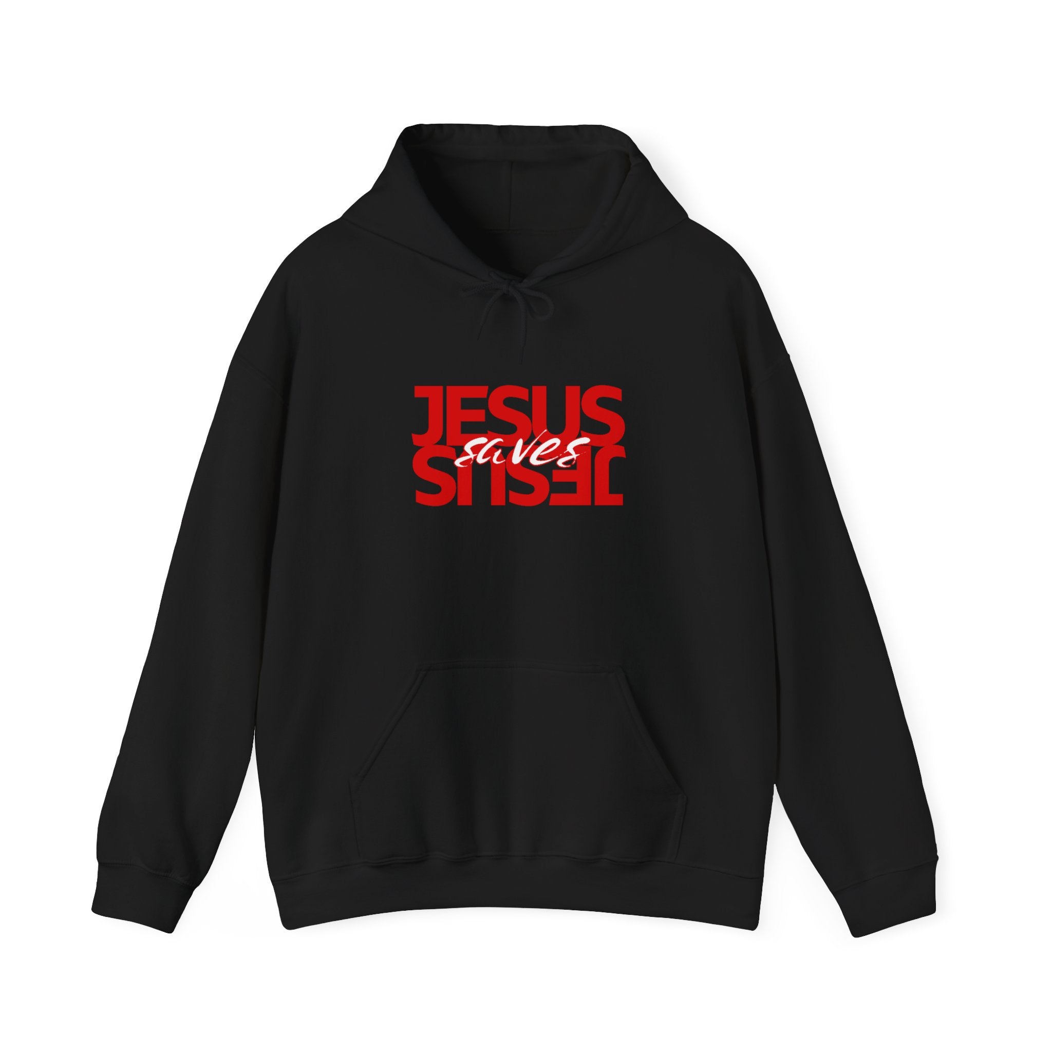 Jesus Reflection Hoodie – Red Mirrored Typography Christian Hoodie