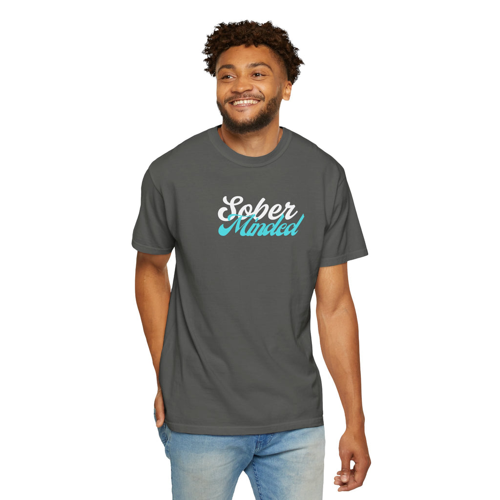 Sober Minded Script T-Shirt — Minimal Aqua Script Graphic Tee