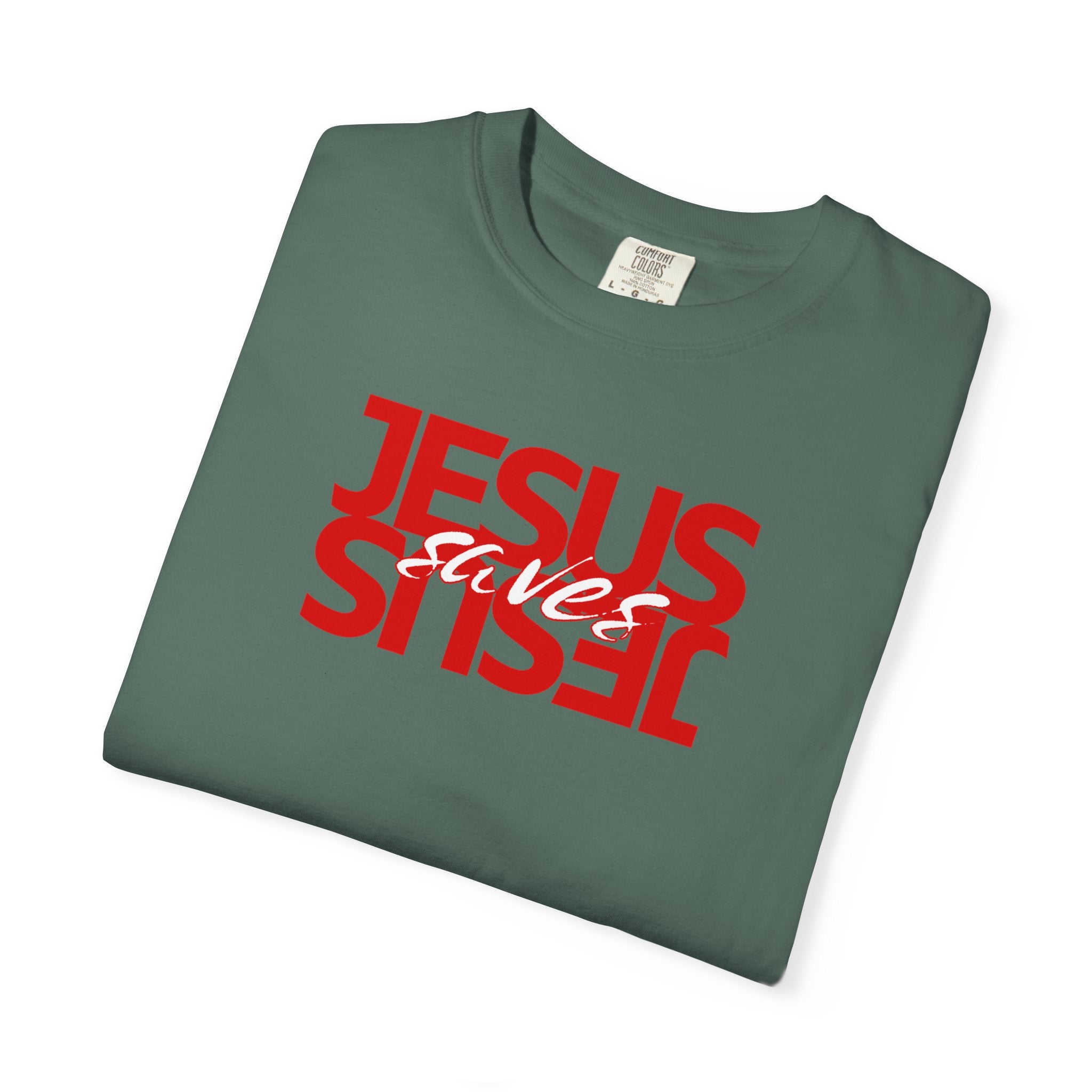 Jesus Saved Reversed Graphic T-Shirt — Faith Statement Tee