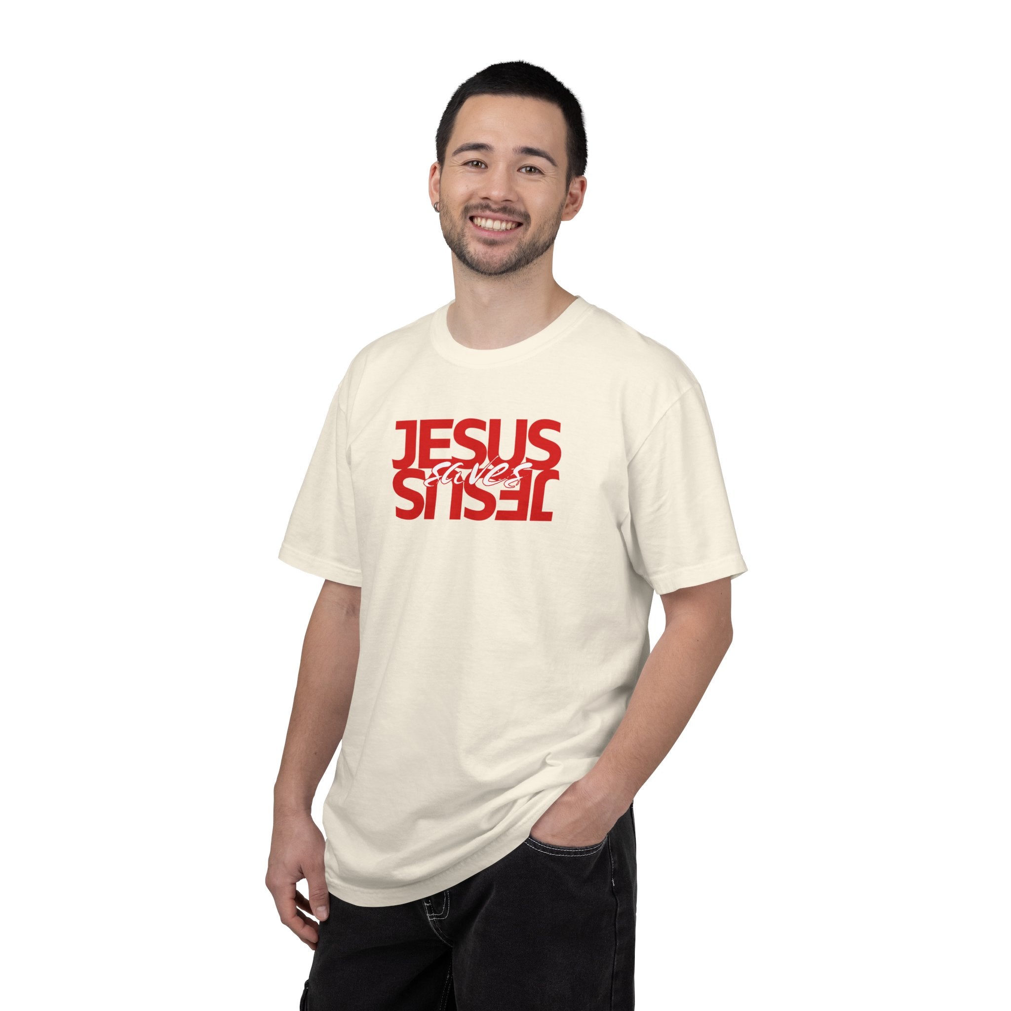 Jesus Saved Reversed Graphic T-Shirt — Faith Statement Tee